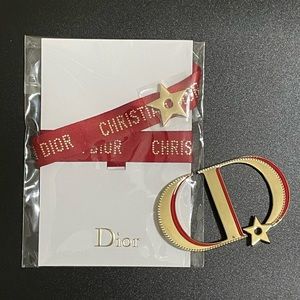 New Authentic CHRISTIAN DIOR Lucky Star Red Ribbon Bracelet & Pin (GWP items)